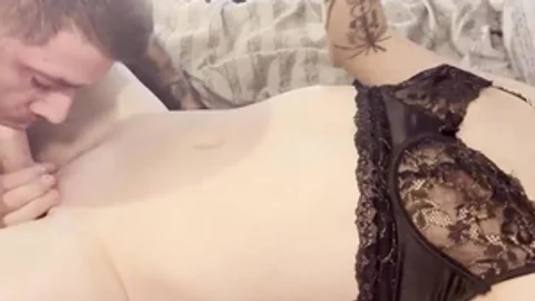 Hot Blonde T-Girl Dominating Her Boy