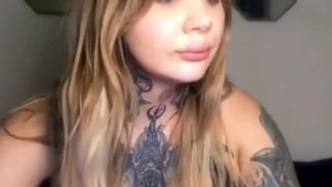 Big Tits Shemale With Full Tattoos Wanks Hard On Webcam