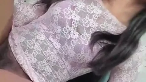 Long Black Haired Latina Shemale Strokes Her Big Dark Cock