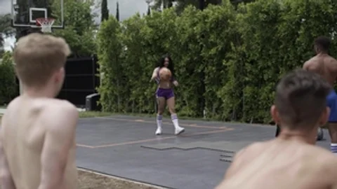 Threesome Foreplay On The B-Ball Court - Scene 1