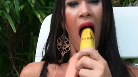 Sensual shemale Erika Lee Masturbates With A Banana And Sticks A dildo Up Her ass