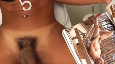 Skinny Ladyboy In Jean Shorts Jerking Off In Her Bathroom