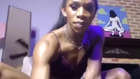 Epic Ebony Shemale Foot Self Sucking Cam By