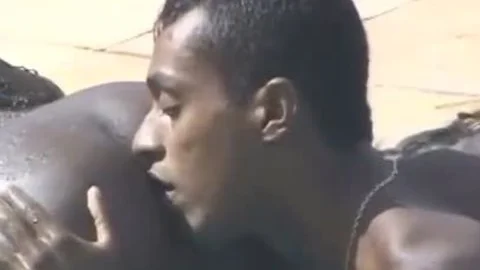 Fabiola With Andre Garcia Near The Pool