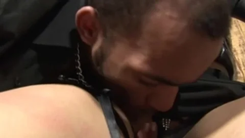 Teen Tranny In Black Stockings Gets Fucked By A Stud While In Bondage