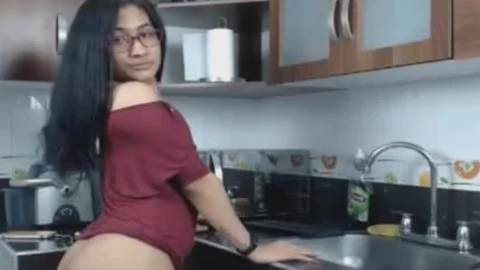 Nerdy Shemale Flashing Big Cock And Ass