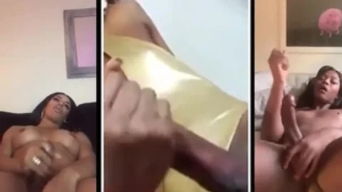 Ebony Trans Tri Screen Cum Shots