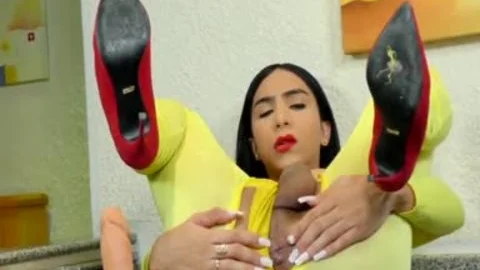TS Yasmin Dornelles Milks Every Drop Out Of Her Huge Shaft